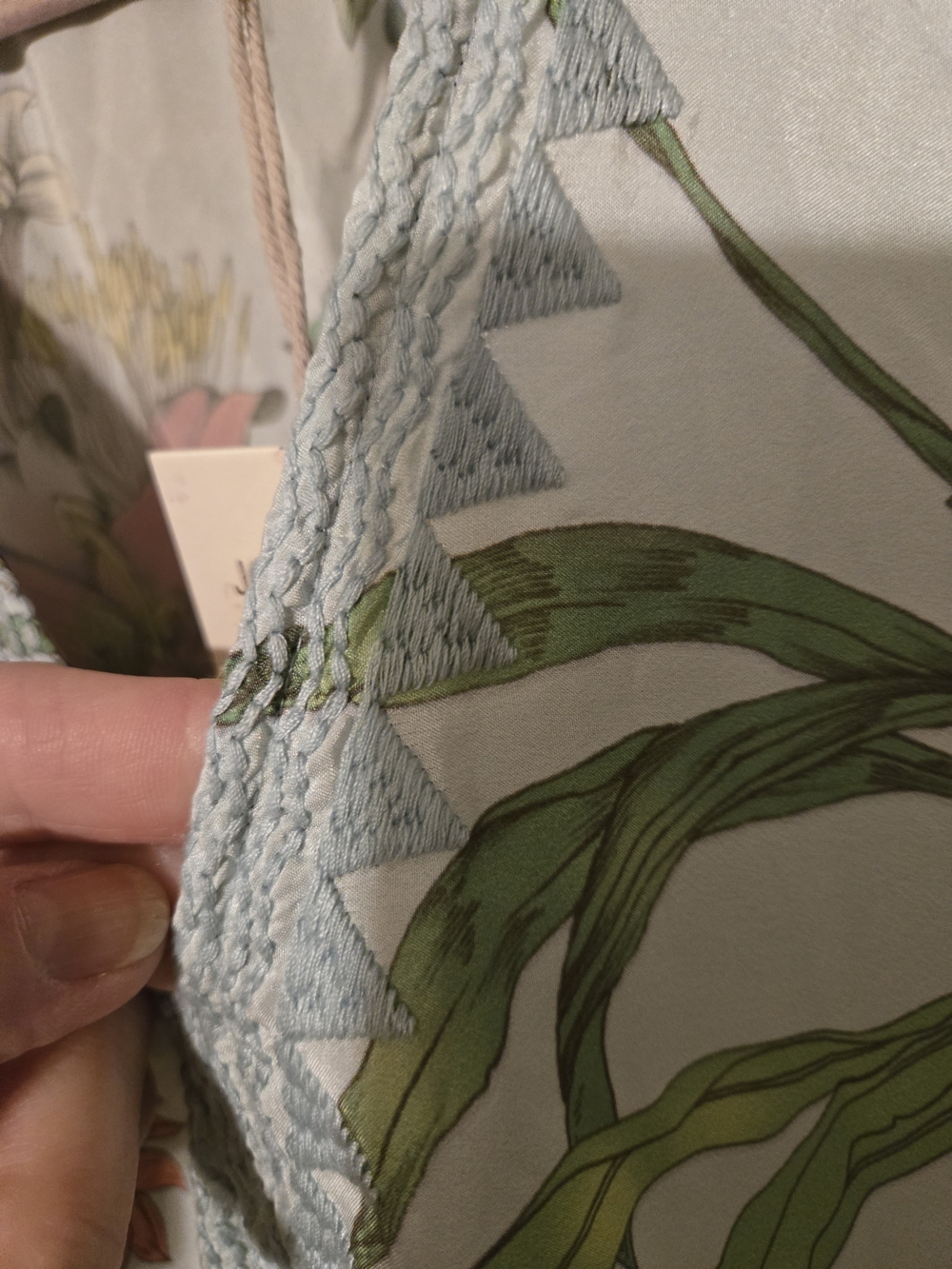 Johhny Was Workshop Silk Floral V-Neck Maxi Dress in Light Mint LARGE - Picture 5 of 10